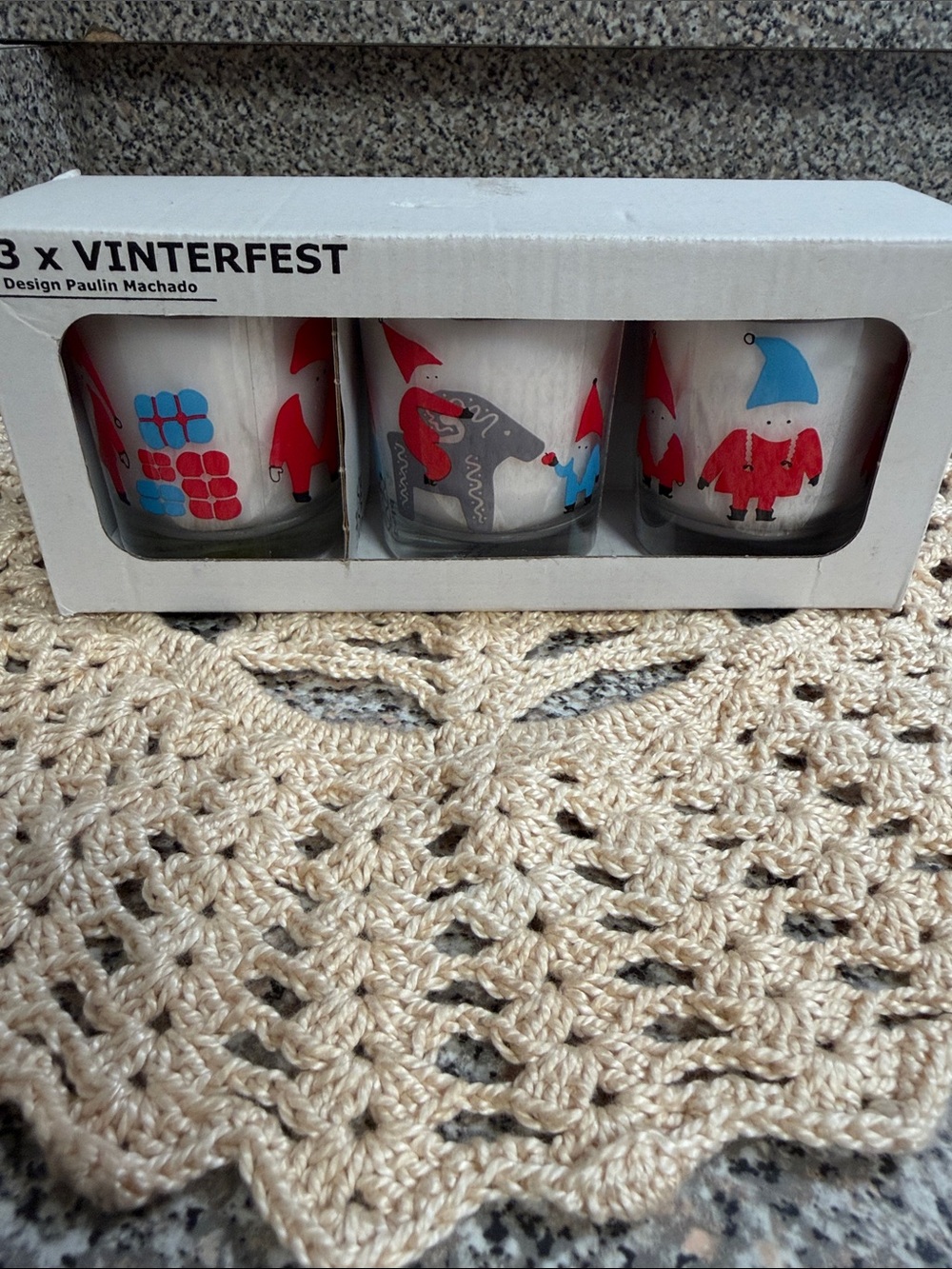 IKEA VINTERFEST Red and Blue Glass Tealight Holder Set